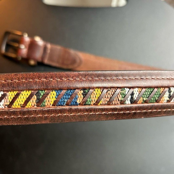 Columbia Baja Belt – Leather Canvas Aztec Southwest – Sz 42 - Picture 7 of 11